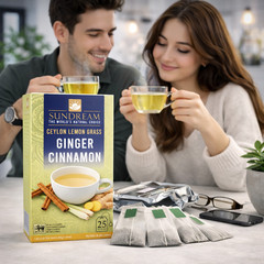 Ceylon Lemongrass Ginger Cinnamon Herbal Tea 25 Bags 100% Natural Wellness Drink