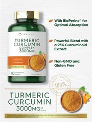 Turmeric Curcumin 3000mg 180 Capsules | with Bioperine | by Carlyle