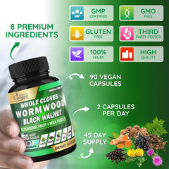 Wormwood Whole Cloves Black Walnut | Digestive & Herbal Support | Elderberry,…