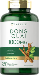 Dong Quai Capsules 1000mg | 250 ct | Non-GMO, Gluten Free Supplement | Carlyle