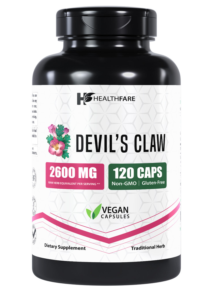 Healthfare Devils Claw 2600mg 120 Caps Supports inflammation Back Joint Pain USA