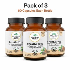 Organic India Breathe Free 60 Veg Capsules Ayurvedic Herbal Wellness 3 Pack