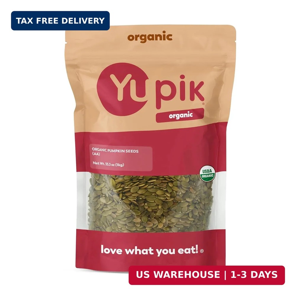 Yupik Organic Raw Pumpkin Seeds, No Shell, 2.2 lb (35.2 oz), Gluten-Free, Non-GM