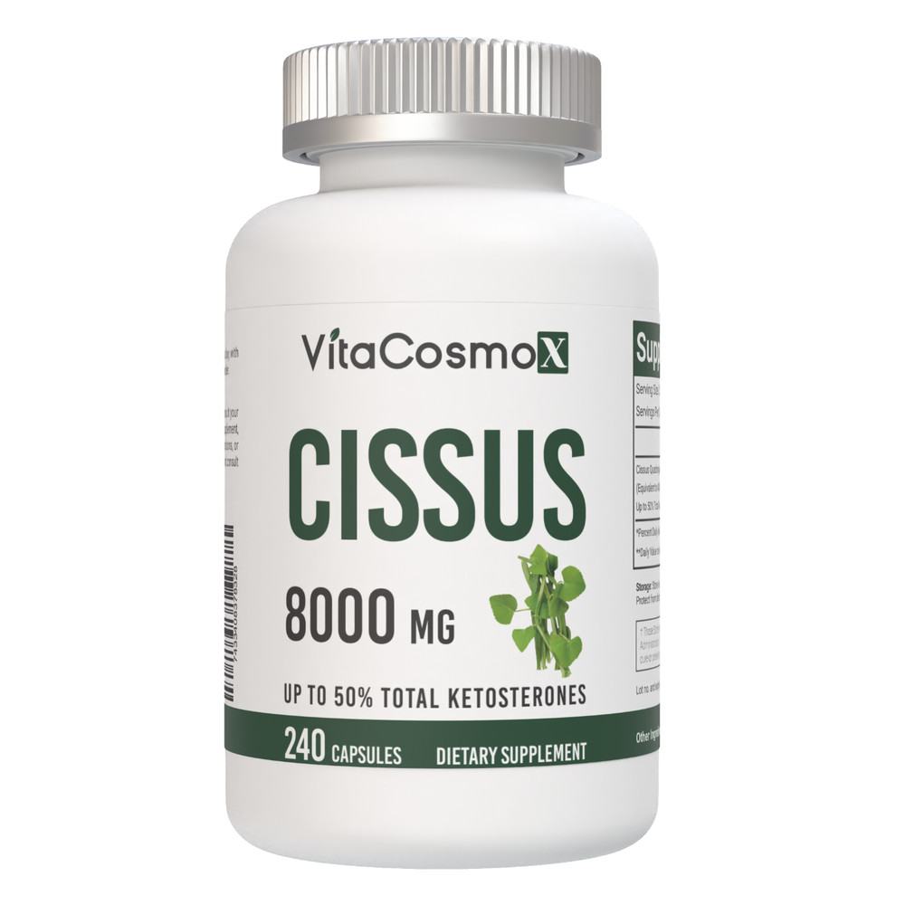 VitaCosmoX Cissus Quadrangularis (8000mg) 240 Capsules, Gluten Free & Non-GMO