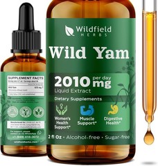 WILDFIELD HERBS 2 Oz Wild Yam Extract Drops 2100mg + BONUS BOTTLE