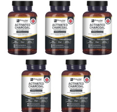 Activated Charcoal High Potency 1200mg 5X200 Caps Made in UK Prowise