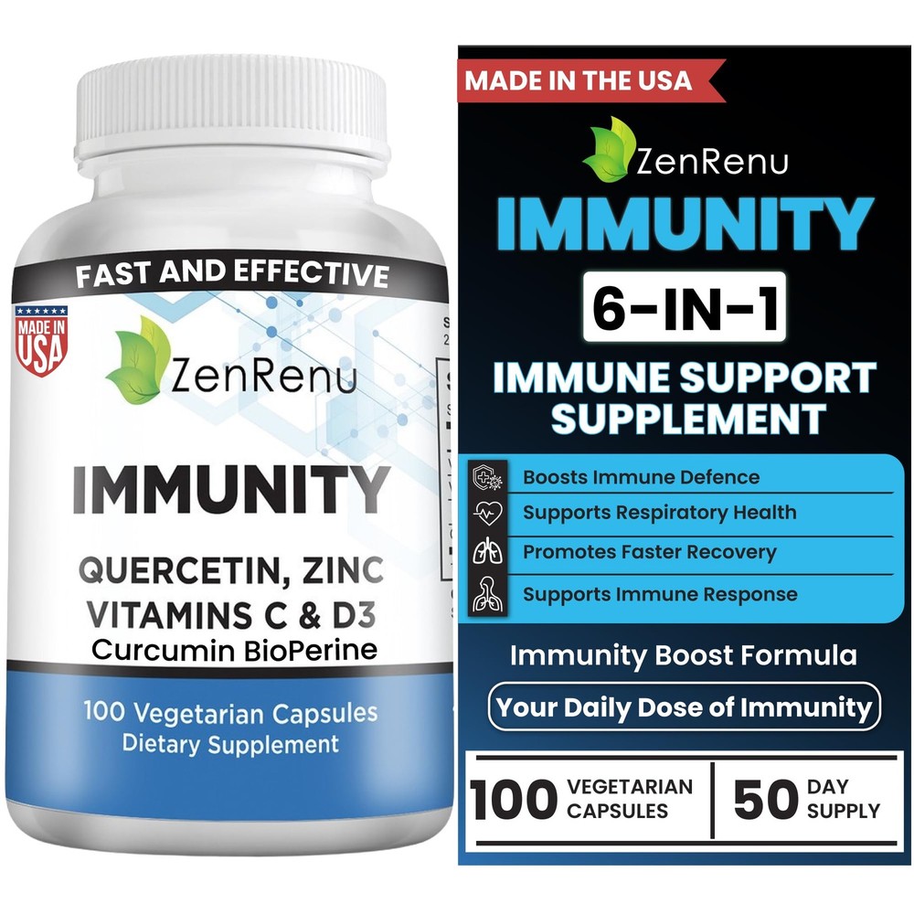 Zenrenu Immunity Quercetin 700 mg Zinc Vitamin C 100 Count (Pack of 1)
