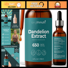 Dandelion Root Extract Liquid Drops 4 Fl Oz – Natural Digestion, Sugar-Free, GMP