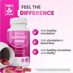 Rosabella Organic Beet Root Capsules for Circulation and Vitality Support60ct