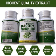 (2) MAX Strength Bacopa Monnieri Extract 1000mg Organic 120 Pills BRAIN FUNCTION