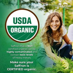 USDA Organic Saffron 20:1 Extract, 88.5 mg, 0.3% Safranal, 100 Vegan Capsules