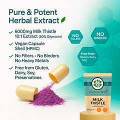 Milk Thistle Capsules 6000mg-90% Silymarin-Help Detox &Digestion-Vegan Capsule