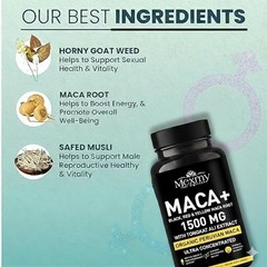 Maca Root Capsules 1500mg, Peruvian Maca Extract for Men & Women 60 Capsules