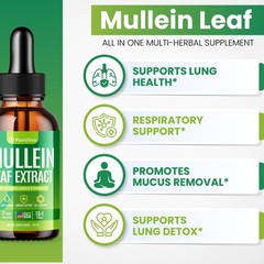 Mullein Drops For Lungs, 10-in-1 Leaf Extract for 2 Fl Oz (Pack of 1)