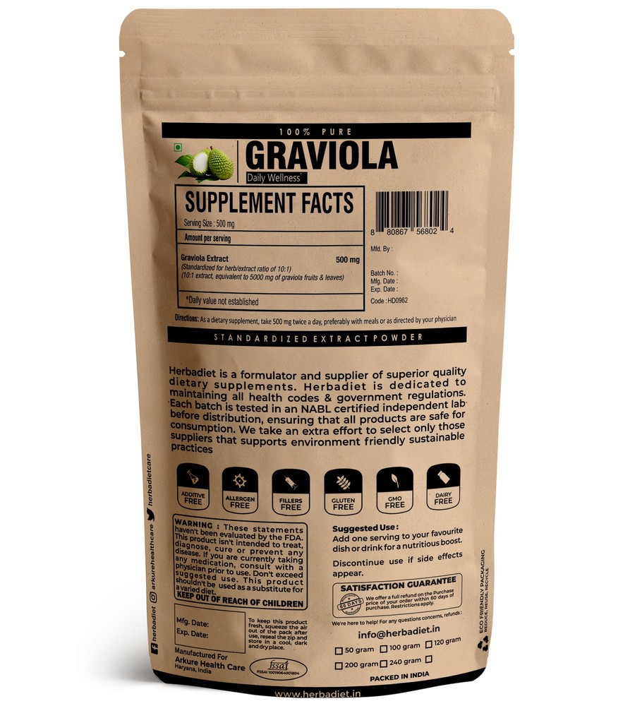 Graviola Extract Powder 5000 mg Equivalent Soursop Antioxidant Immune Support