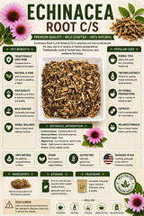 Echinacea Root C/S Wild Crafted Echinacea purpurea Premium Herbal | Cut Sifted