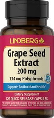 Grape Seed Extract | 200mg | 120 Capsules | 134mg Polyphenols | by Lindberg