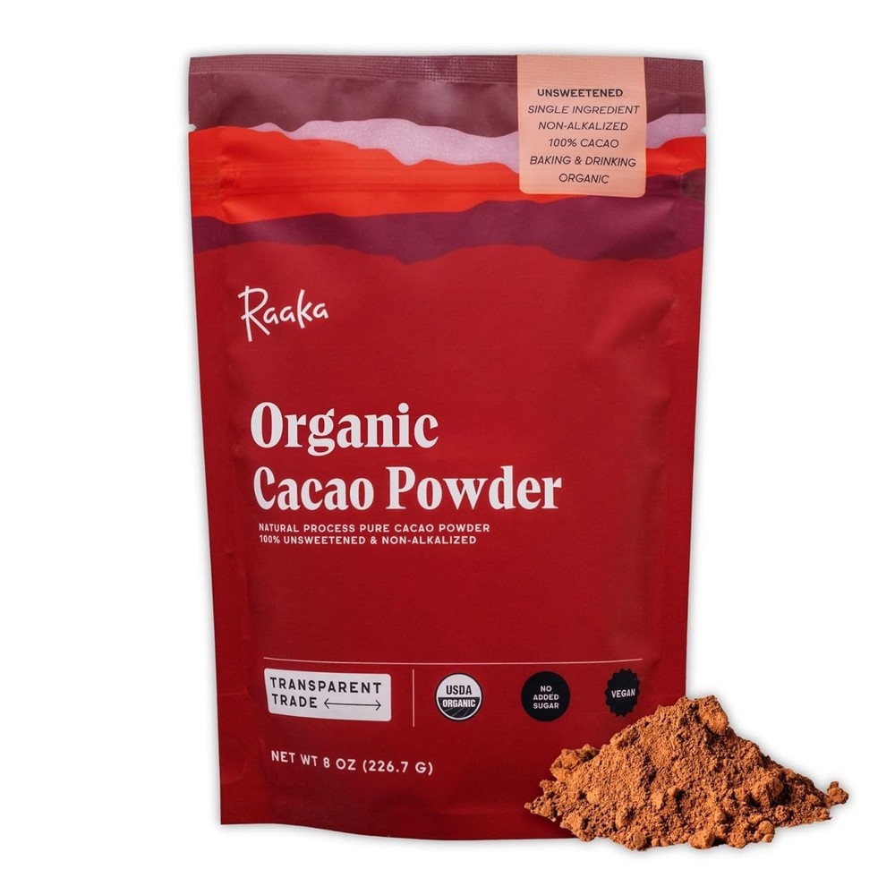 Raaka Chocolate Organic Cacao Powder – Unsweetened, Non-Alkalized, Perfect for B