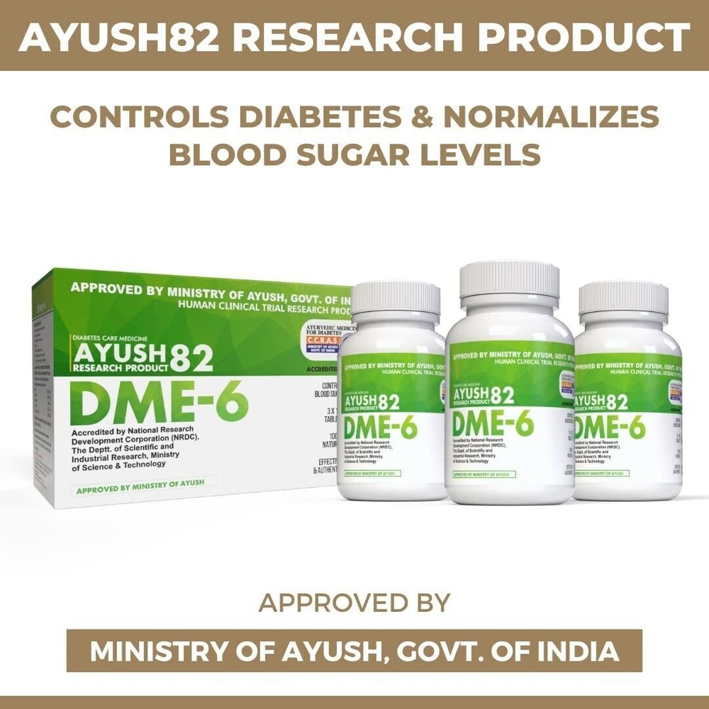 Ayush 82 DME-6 (360 Capsules) Manage Blood Sugar Level Naturally Herbal Formula