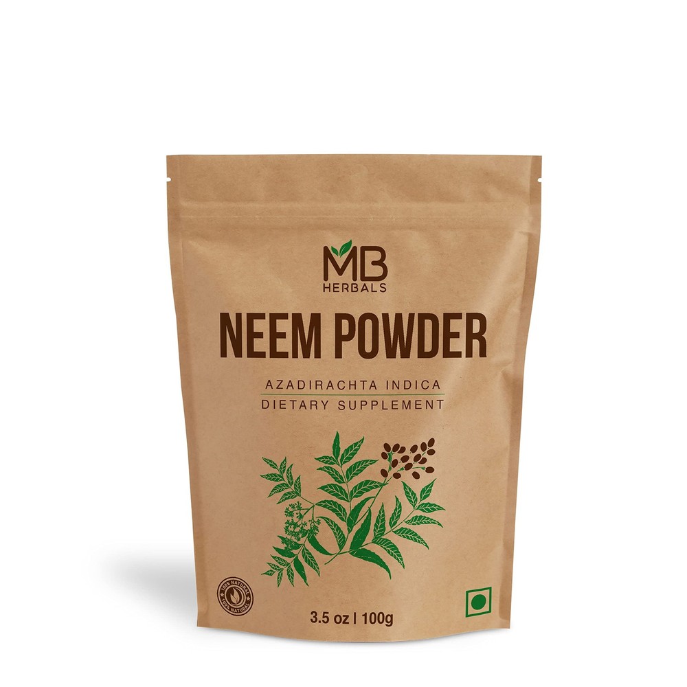 MB Herbals Pure Neem Leaf Powder 100 Gram / 3.5 oz | Ounce (Pack of 1)