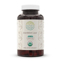 HerbEra Dandelion Leaf 60/120 Capsules, 500 mg, Organic (Taraxacum Officinale)