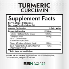 Turmeric Curcumin 2250mg 90 Capsules Joint Support Built by Nature