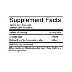 360 Raw Avocado Seed + Matcha Capsules (1000 mg) – Digestion,Energy,Fiber & More