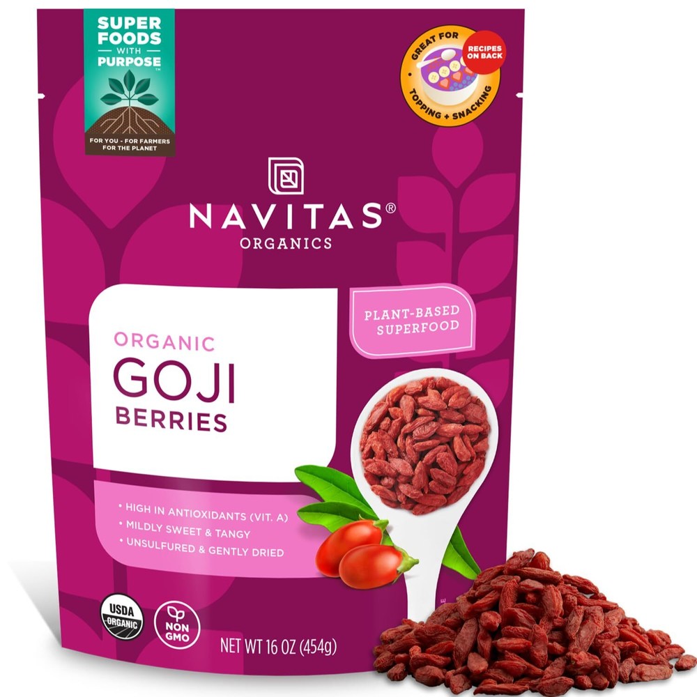 Navitas Organics Goji Berries, 16 oz. Bag — Organic, Non-GMO, Sun-Dried,