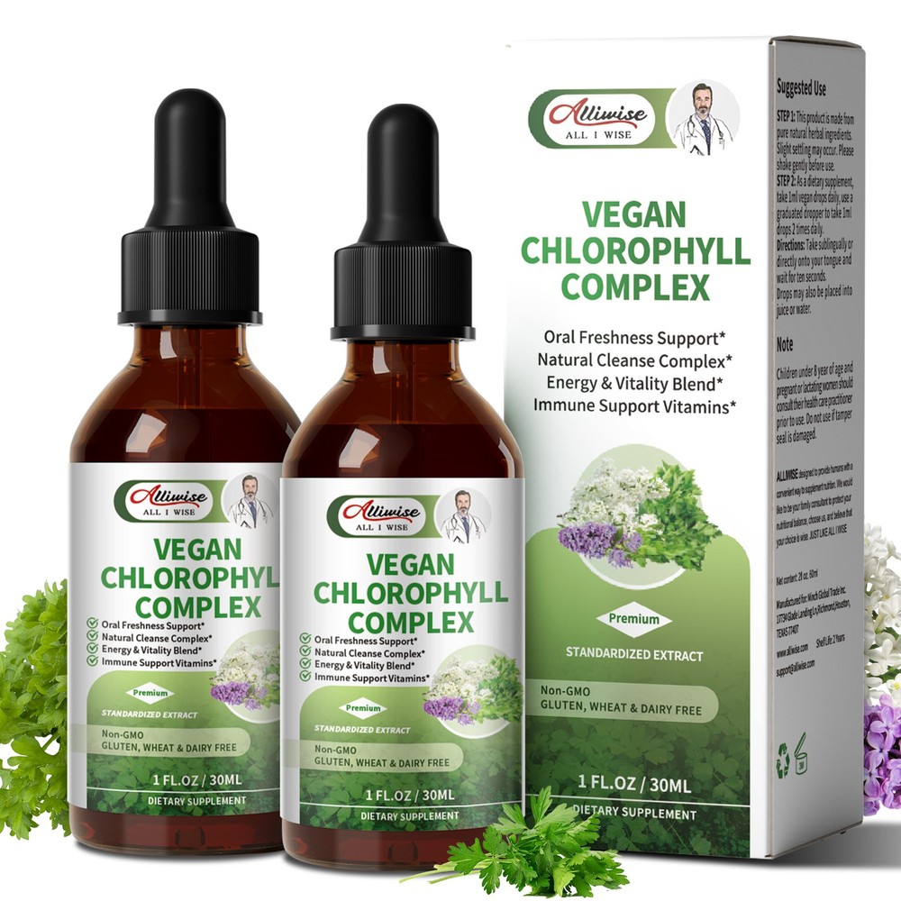 Chlorophyll Liquid Drops 200mg – Immune & Detox Support, 2 Bottles Supply