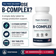 Vitamin B-Complex – 100 Tablets | Energy Metabolism & Nerve Support | Balanced B