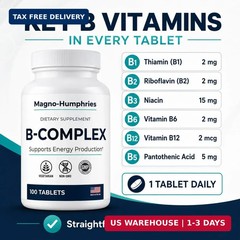 Vitamin B-Complex – 100 Tablets | Energy Metabolism & Nerve Support | Balanced B