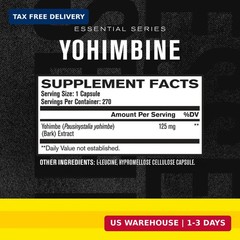 Yohimbine Extra Strength Supplement, 270 Capsules – Premium Yohimbine FAST SHIP