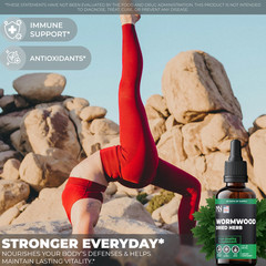 Wormwood Extract Liquid Drops Gut Health Pure Detox Cleanse Herbal Tincture 2oz