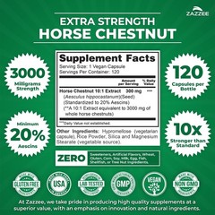 Extra Strength Horse Chestnut Extract 3000 mg – 120 Capsules 20% Aescins