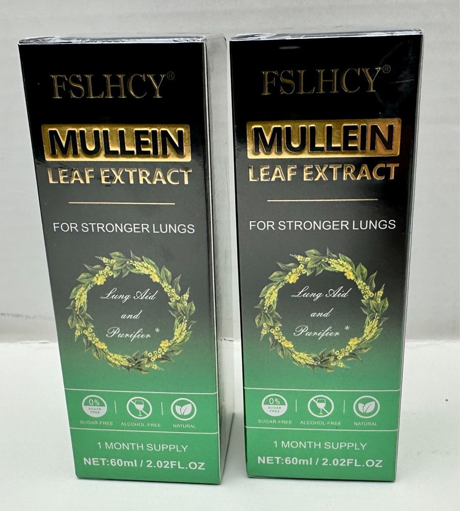 x2 Mullein Leaf Extract Drops For Stronger Lungs Natural 2.02fl oz exp 2/2027