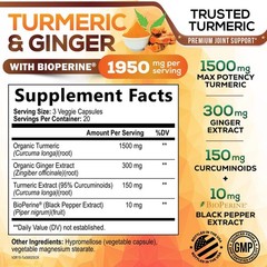 Turmeric Curcumin w/ Ginger & BioPerine Black Pepper – 1,950mg 95% Standardized