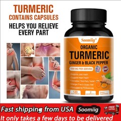 Turmeric Ginger Black Pepper Capsules 1500 mg Joint Heart Health Immune 120 CT
