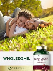 Carlyle Black Cherry Extract Concentrate, 240 Capsules, Dietary Supplement