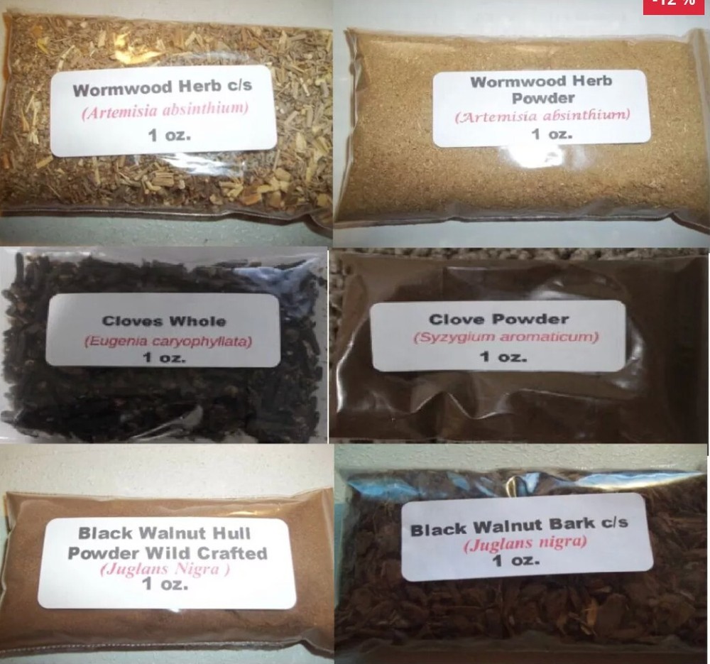 Parasite, Worm and intestines Cleanse Walnut Hulls, Wormwood and Clove