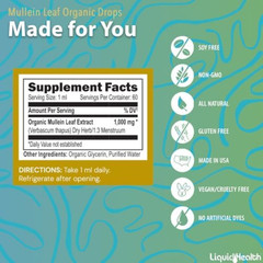 LIQUIDHEALTH USDA Organic Mullein Leaf Extract Drops for Lungs – Herbal Cleansin