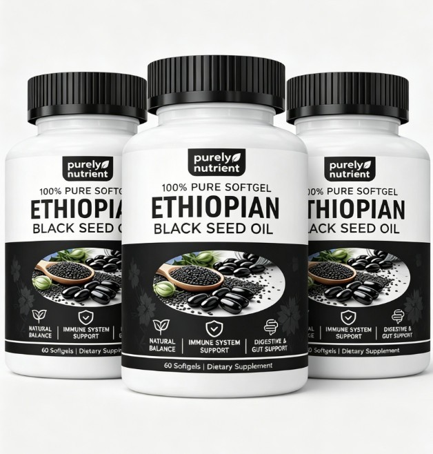 3x Ethiopian Black Seed Oil Softgels 4.64% Thymoquinone Gluten-Free 60Capsules-