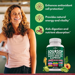 Soursop Supplement – Moringa, Sea Moss, Black Seed Oil, Berberine, Turmeric, Apr