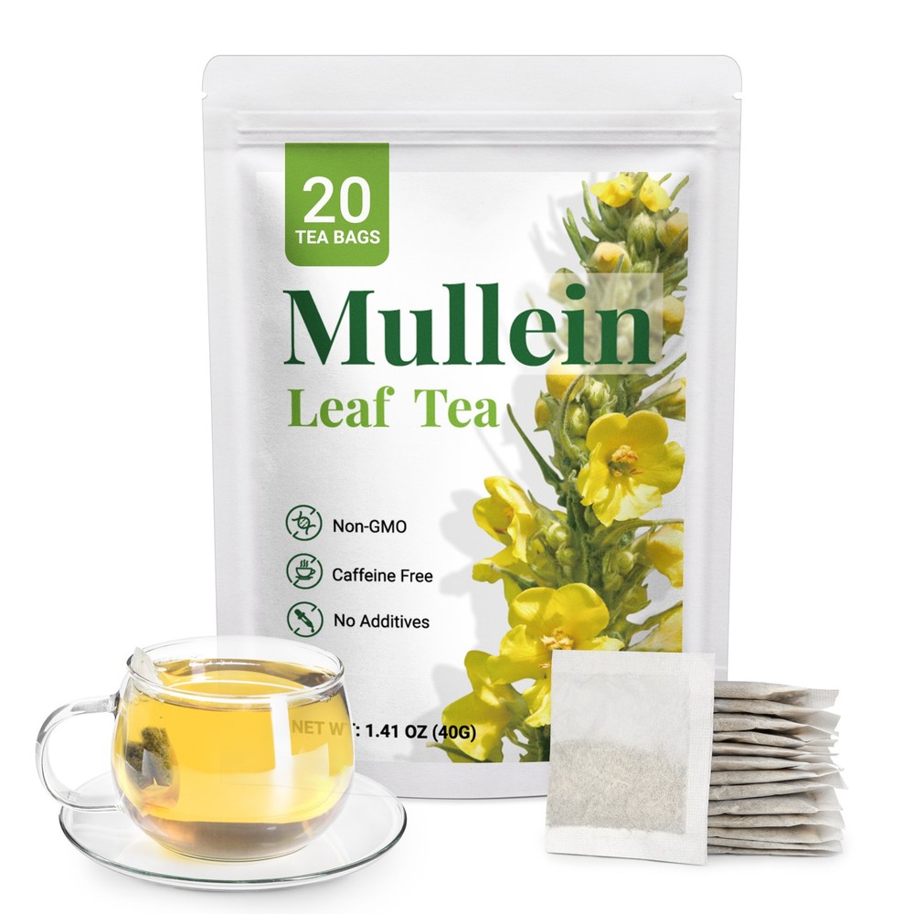 Mullein Tea Bags For Lung Cleanse Herbal Leaf of Flowers Detox Enhance Immune