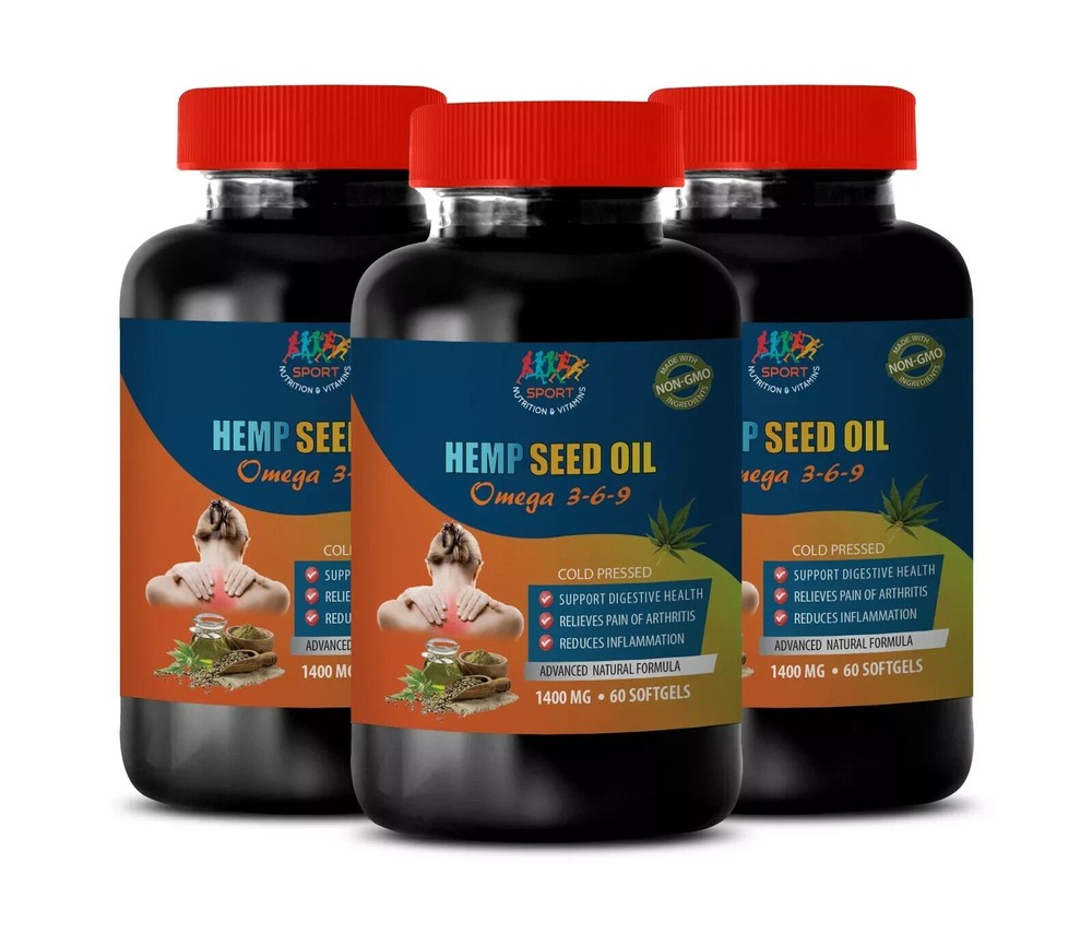 Wellness blend – HEMP SEED OIL – tranquility formula 3 Bottles 180 Capsules