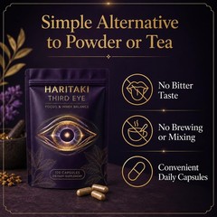 Haritaki Third Eye Capsules Organic Terminalia Chebula Vegan Non GMO 120 Ct..