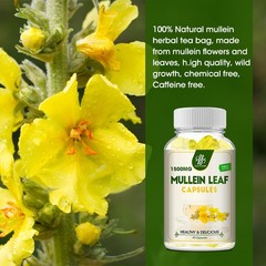 Mullein Leaf Capsules 1500MG For Lung Cleanse Detox Herbal Dietary Supplement