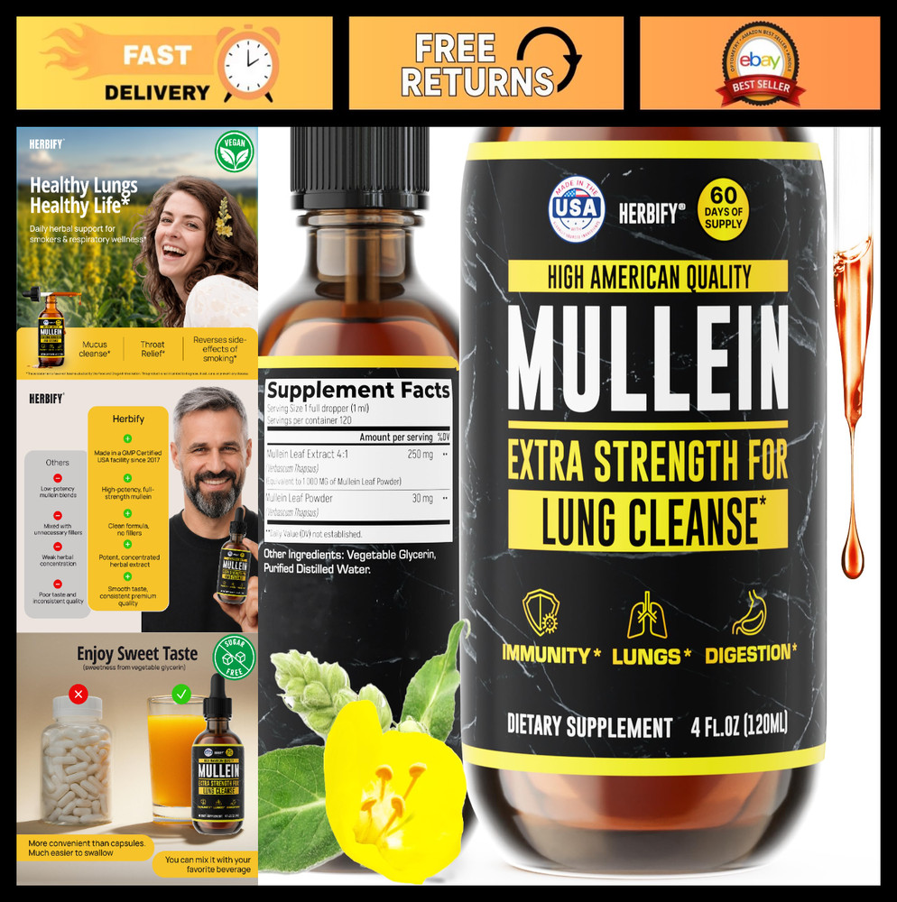 Mullein Leaf Drops – Immune Support & Detox – Lung Cleanse for Smokers – 4 Oz