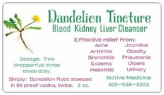 Dandelion Tincture DETOX: Liver, Lymph, Kidneys & Prostate; Acne, Arthritis