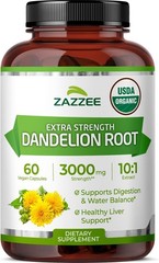 USDA Organic Dandelion Root 10:1 Extract – 3000 mg, 60 Capsules, 2- Supply