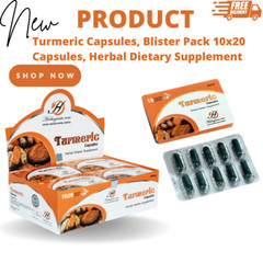 Premium Turmeric Capsules – 10×20 Blister Pack – Herbal Dietary Supplement